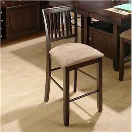 Slat Back Counter Height Stool w/ Upholstered Seat